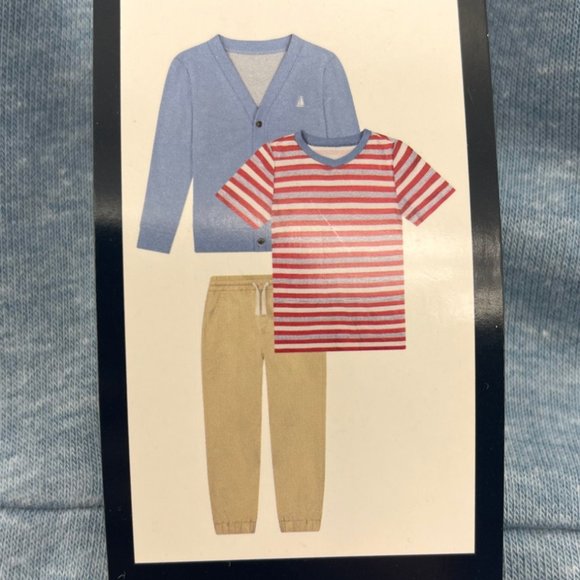 Andy & Evan | Boy's 3 Piece Cardigan Set | Blue, Red & Tan | Various Sizes - Picture 3 of 4